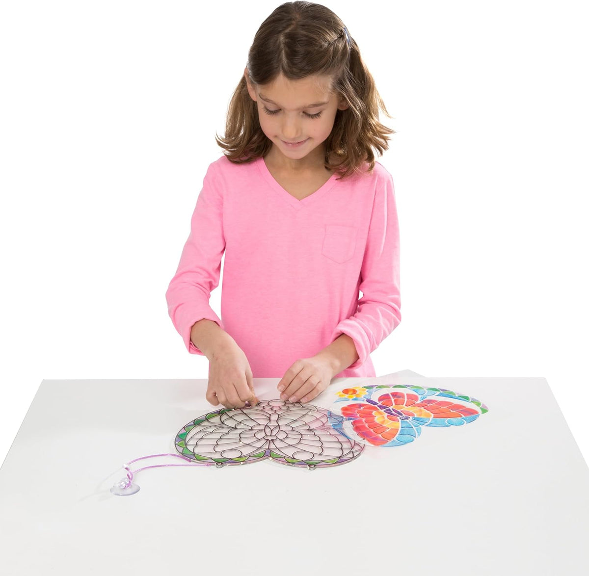 Melissa & Doug Stained Glass Made Easy Activity Kit: Butterfly - 140+ Stickers Kids Sticker Stained Glass Craft Kit; Sun Catchers for Kids Ages 5+