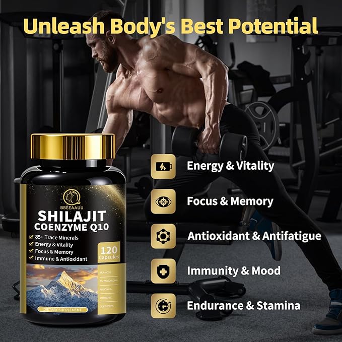 Shilajit Capsules with Sea Moss & Ashwagandha for Men & Women,12 in 1 Himalayan Shilajit Supplements with Coenzyme Q10, Fulvic Acid & Humic Acid, Lion's Mane, Energy & Immune, 120 Count, 2 Pack