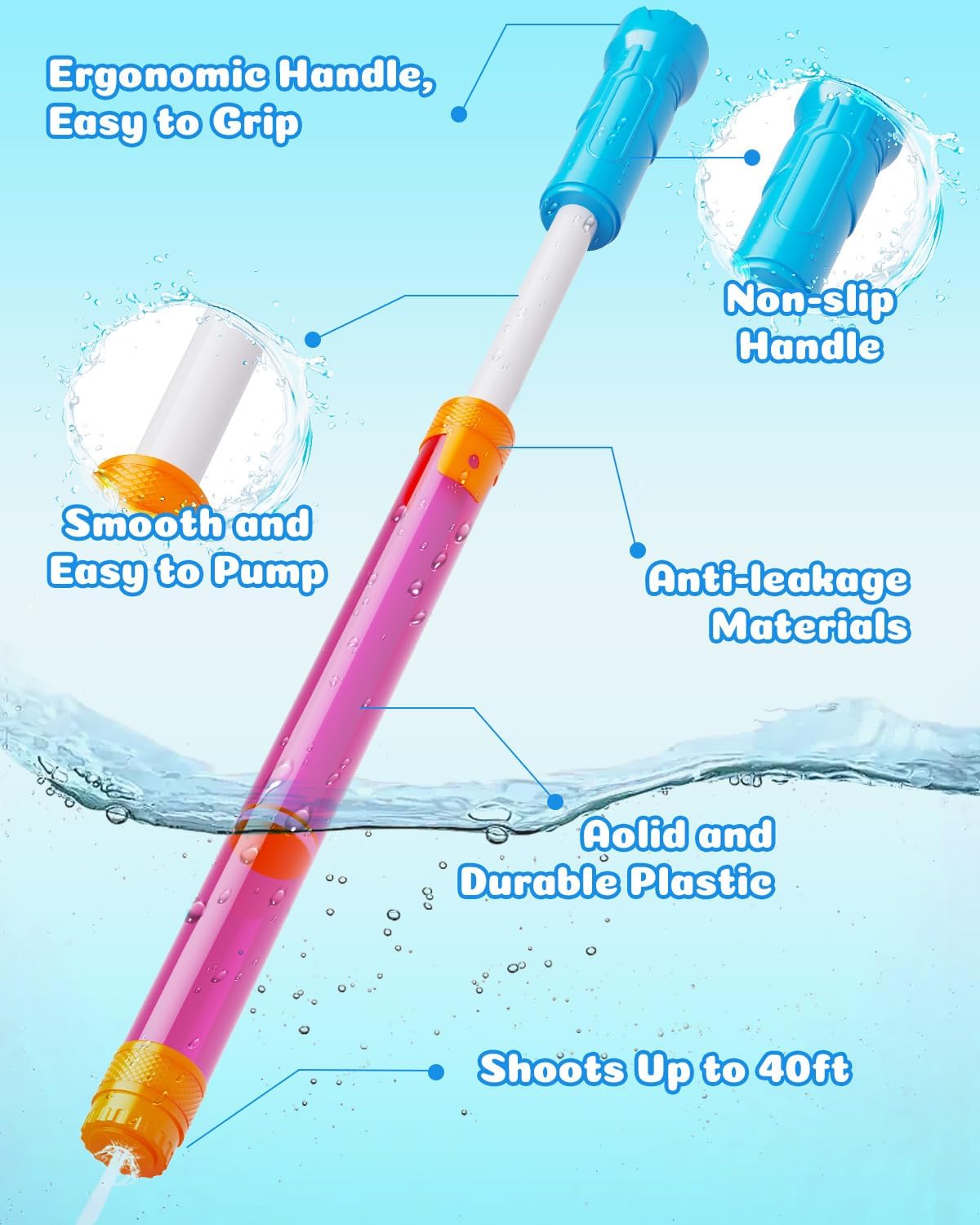 Water Gun Squirt Toys for Kids Adults Shoot Up to 40 Feet 18 Pack | Outdoor Super Blaster, for Age 3-4-5-8-12 Bulk, Fun Water Squirter for Swimming Pool Beach Summer Outside Party Games