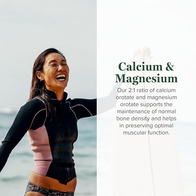 Global Healing Calcium and Magnesium Orotate - Bone Strength Supplement for Women and Men - Helps Support Strong Teeth and Cardiovascular Health for Normal Muscle Function - 120 Capsules