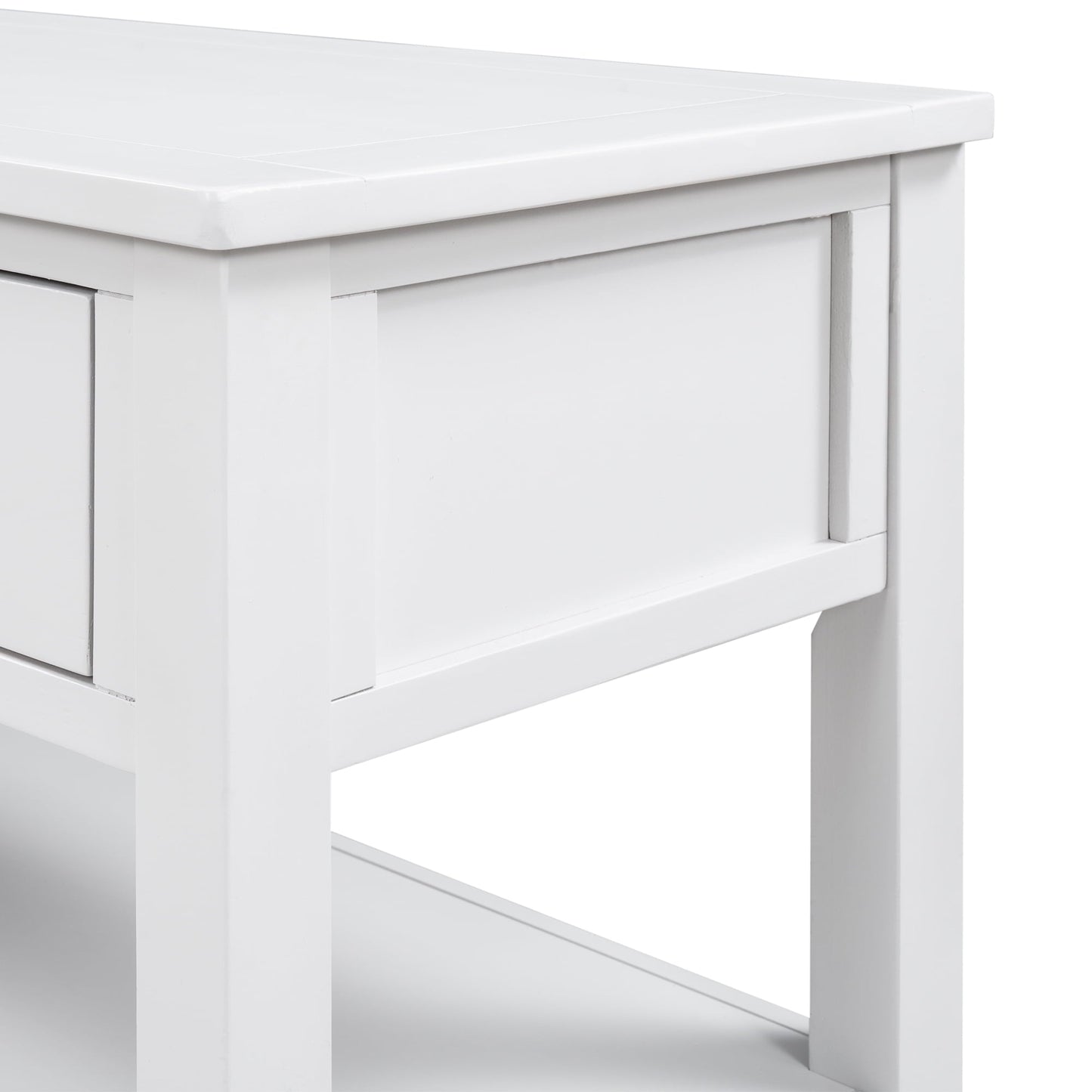 FARONZE Retro Design Console Table with Two Open Shelves, Antique White, Pine Solid Wood Frame