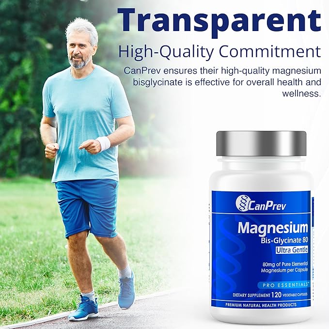 CanPrev Magnesium Biglycinate Chelated 80mg Ultra Gentle 120 V-Caps 120-Day Supply - Support Muscle Function, Bone Strength & Relaxation, Pure Magnesium Bisglycinate Formula, Promote Comfort & Balance