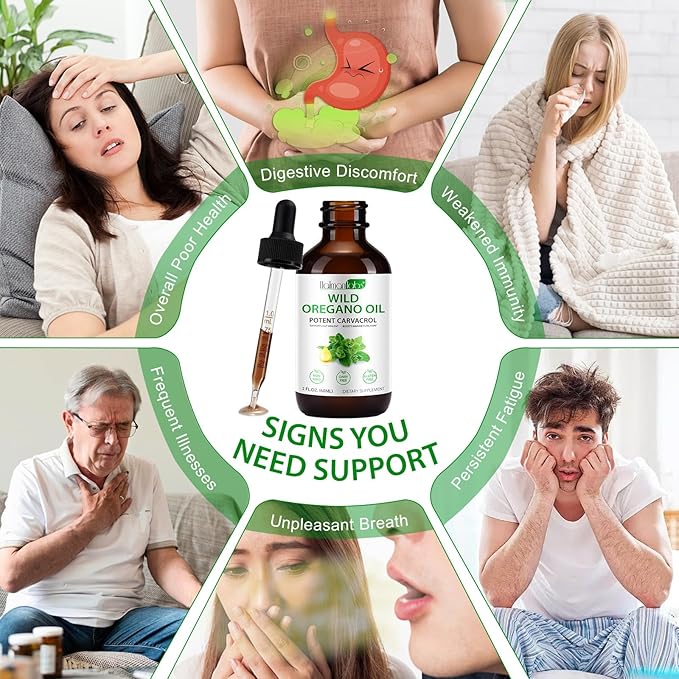 2 Pack Organic Oregano Oil Liquid Drops, Natural Herbal Supplement with Oil of Oregano Drops, Immune, Digestive Support & Energy, Non-GMO, Gluten Free, 4 FL OZ