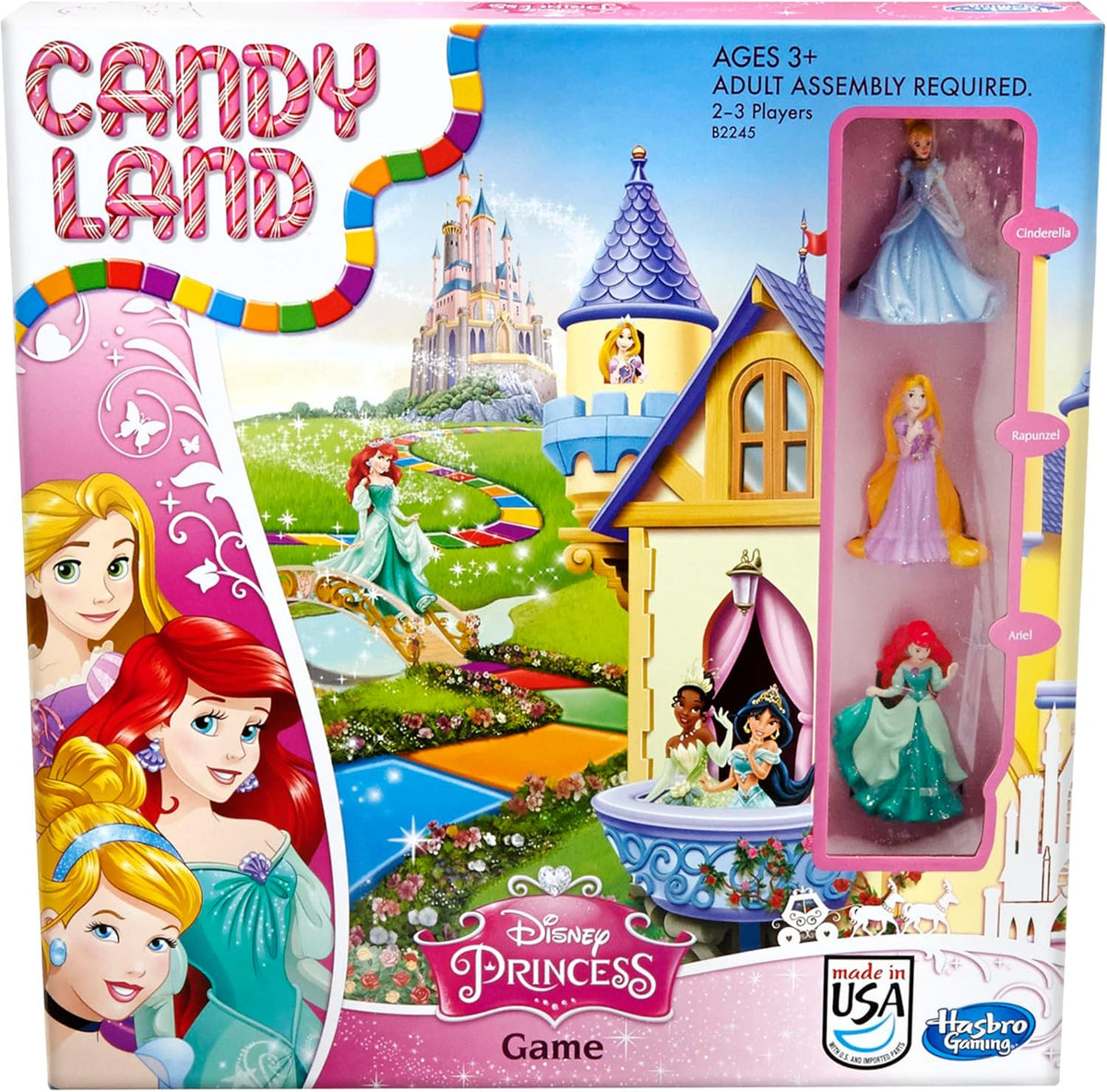 hasbro gaming candy land disney princess edition board game, preschool game for 2 to 3 players, ages 3 and up