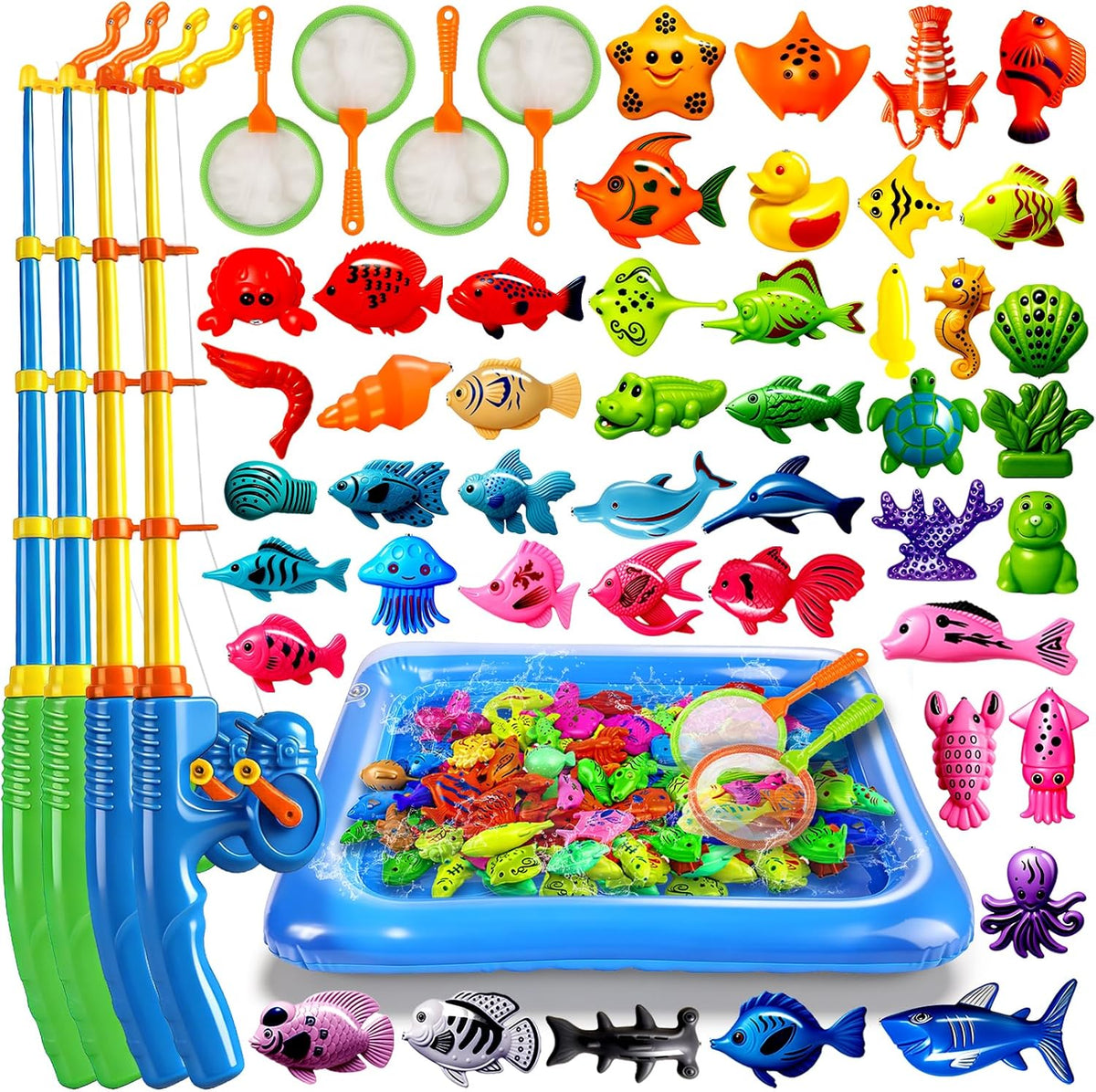 CozyBomB Magnetic Fishing Toys Game Set for Kids, Water Table Bathtub Kiddie Pool Party