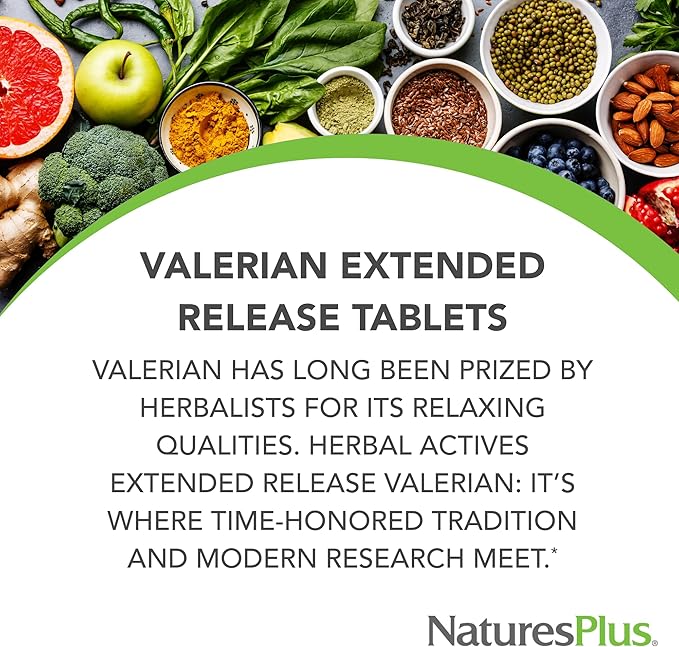 NaturesPlus Herbal Actives Valerian 600mg Extended Release - 30 Tablets - Vegetarian, Gluten Free - 30 Servings