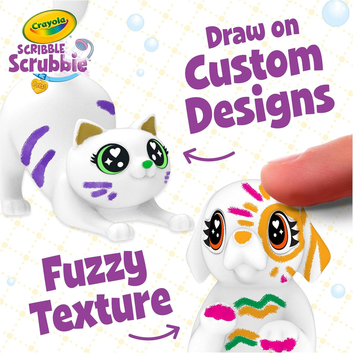 Crayola Scribble Scrubbies Glam Pack (4 Pets), Washable Pet Care Toy & Coloring Animal Craft Kit, Gift for Kids Ages 3+