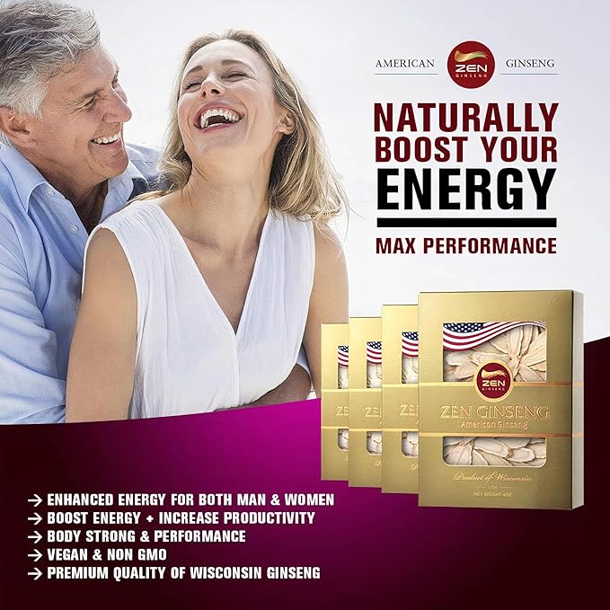 American Wisconsin Ginseng Slices — Improved Energy, Performance, & Mental Health for Men & Women (16 Oz)