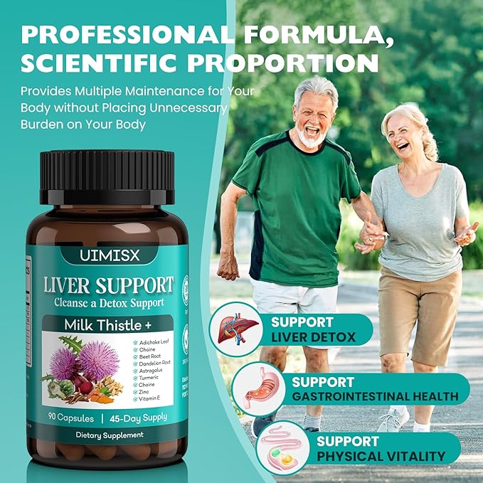 Milk Thistle Supplement - Liver Detox Cleanse Formula Herbal Liver Support with Milk Thistle, Dandelion Root, Artichoke, Turmeric, Astragalus for Liver Health, 90 Capsules-73