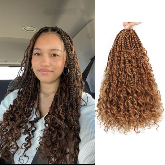 Liang Dian Goddess Box Braids Crochet Hair 14 Inch 8 Packs Boho Box Braids Crochet With Curly Ends Pre Looped Synthetic Bohemian