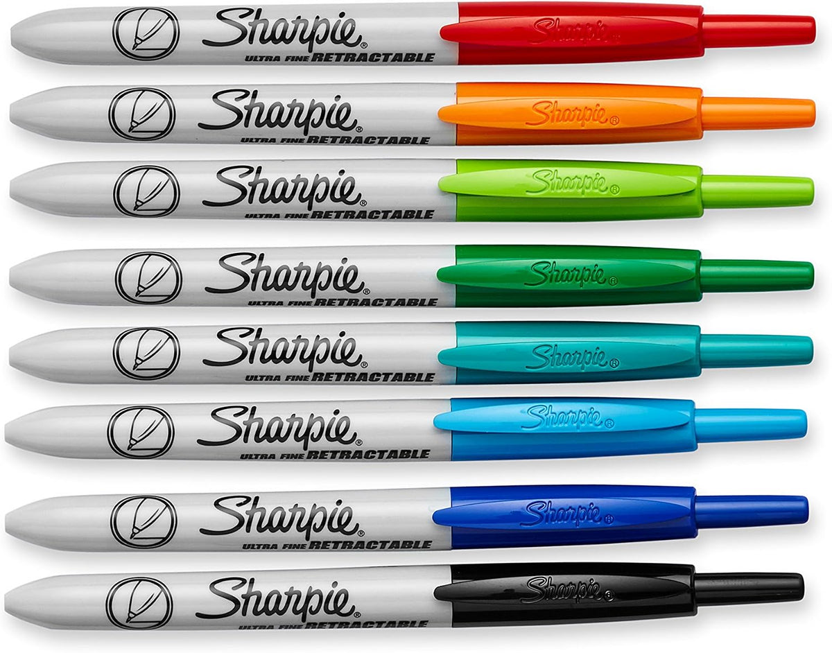 Sharpie Retractable Permanent Markers, Ultra Fine Point, 8 Count