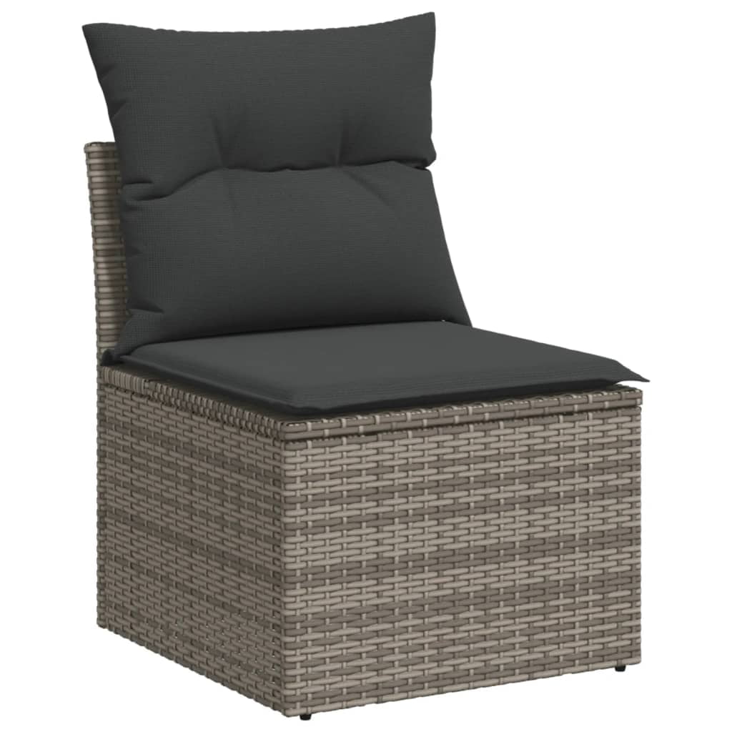 vidaXL Garden Sofa Set Grey PE rattan 6 Piece Set Adjustable Armrests