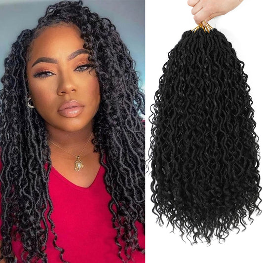 8 Packs Goddess Faux Locs Crochet Hair For Black Women,Natural Black Goddess Locs Crochet Hair, Boho Style Locs, River Locs Croc