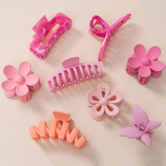 8Pcs Flower Clips For Women, Thick Hair Accessories With Multi-Styles, Neutral Colors And Variety Pack, Ideal For Girls