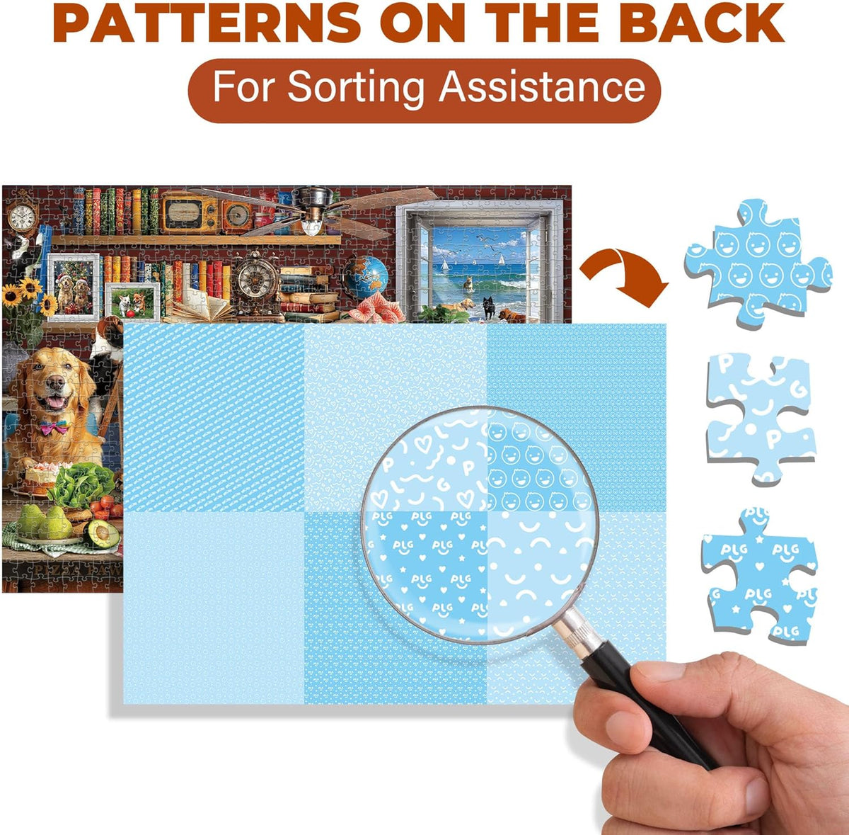 BenBen Puzzles for Adults 1000 Pieces, Dogs' Dinner Party, Dog Jigsaw Puzzle with Patterns on Back, Funny Animal Puzzle, Challenging Puzzles for Family Game Night, Home Décor