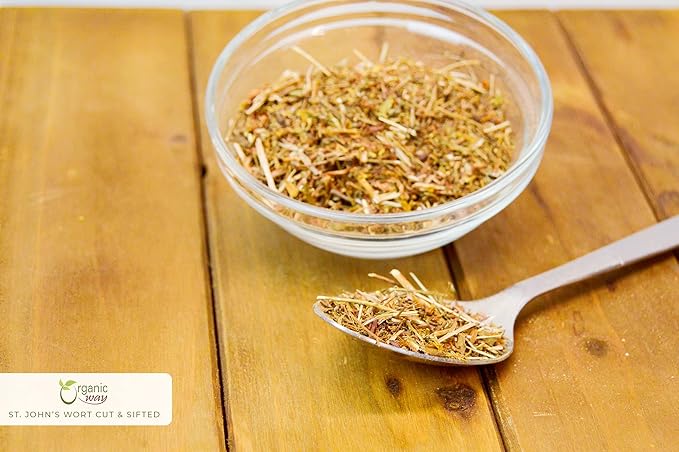 Organic Way St. John's Wort Cut & Sifted (Hypericum perforatum) - Herbal Tea | European Wild-Harvest | Organic, Kosher & USDA Certified | Vegan, Non GMO & Gluten Free | Origin - Albania (1LBS / 16Oz)