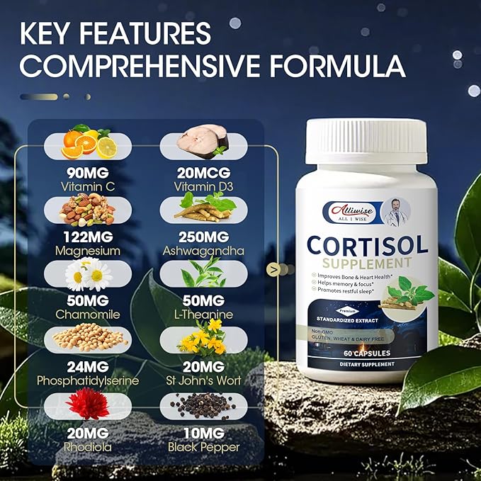 2pack Cortisol Supplement,10-in-1 Cortisol Reducer Manager for Women,with Magnesium, Ashwagandha,Rhodiola, L-Theanine