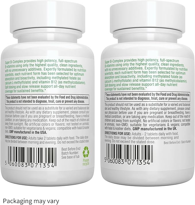Super B-Complex Bundle, 180 Sustained-Release Tablets & 20 Orange Flavor Effervescent Tablets for Fast Energy On The Go, by Igennus