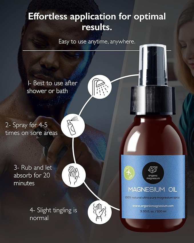 Magnesium Spray Oil - 100% Pure Topical Magnesium Chloride for Leg Cramps from Ancient Zechstein Seabed | Perfect for Sports, Relaxing & Sleep | for Adults & Kids (3,33 oz)