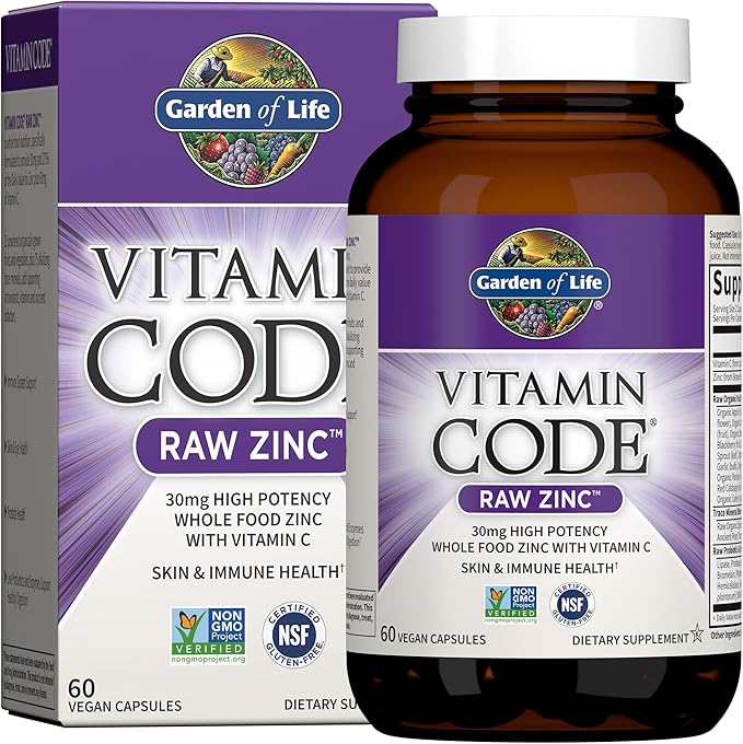 Garden of Life Dr Formulated Once Daily 3-in-1 Complete Prebiotics & Zinc Supplements 30mg High Potency Raw Zinc and Vitamin C Multimineral Supplement