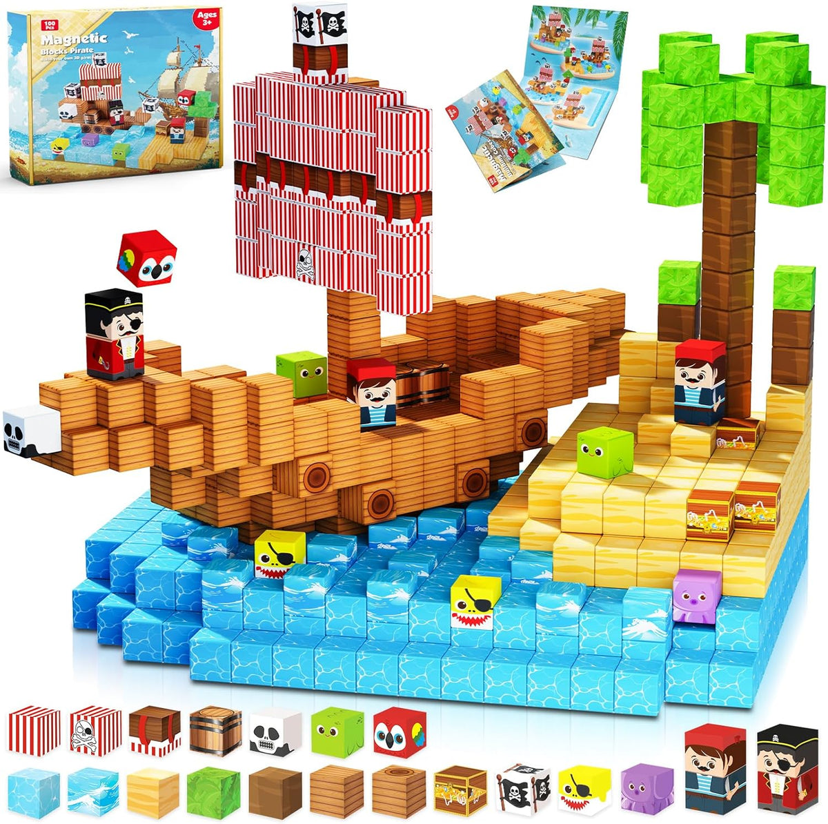 ToyUnited Magnetic Blocks 100PCS Magnetic Building Blocks for Kids Boys Girls Age 3-10 STEM Montessori Learning Toy