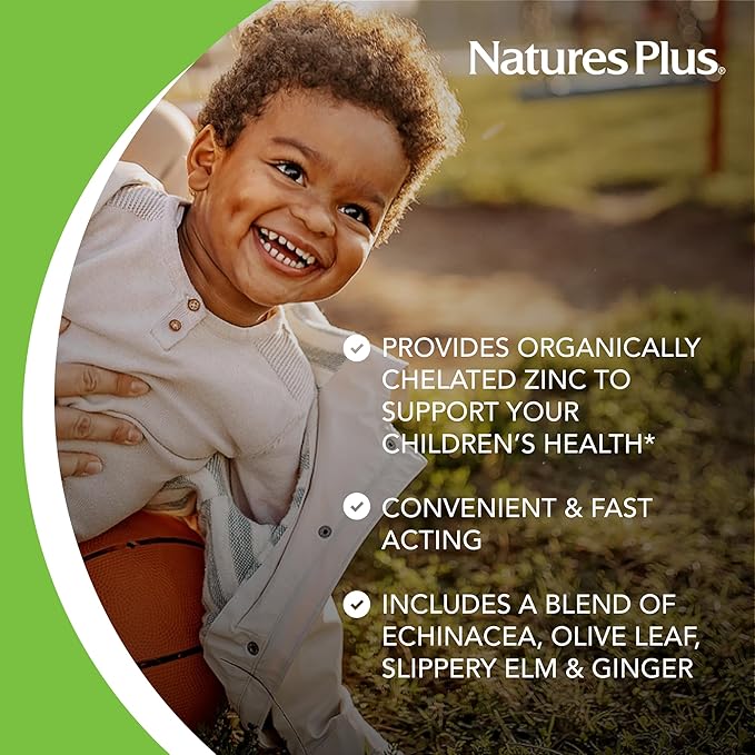 Natures Plus Animal Parade KidZinc, Tangerine Flavor - 90 Animal-Shaped Lozenges - Organically Chelated Zinc - Vegan, Gluten Free - 90 Servings