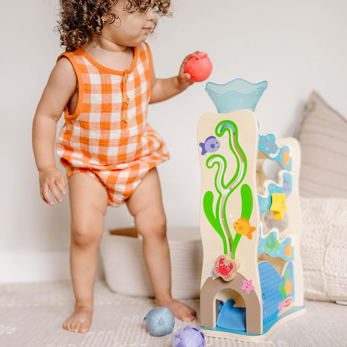 Melissa & Doug Rollables Wooden Ocean Slide Infant and Toddler Toy (5 Pieces) Ocean Themed Toys For Toddlers, Early Learning Toys For Infants And Toddlers Ages 1+ - FSC Certified