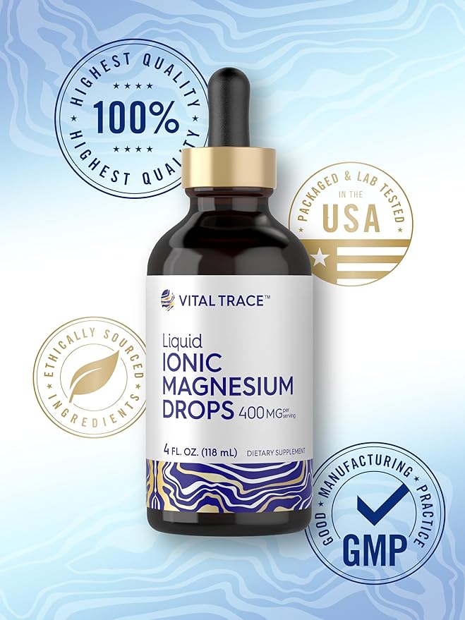 Carlyle Liquid Ionic Magnesium 400 mg | 4 oz | Vegetarian, Non-GMO & Gluten Free Supplement | Vital Trace