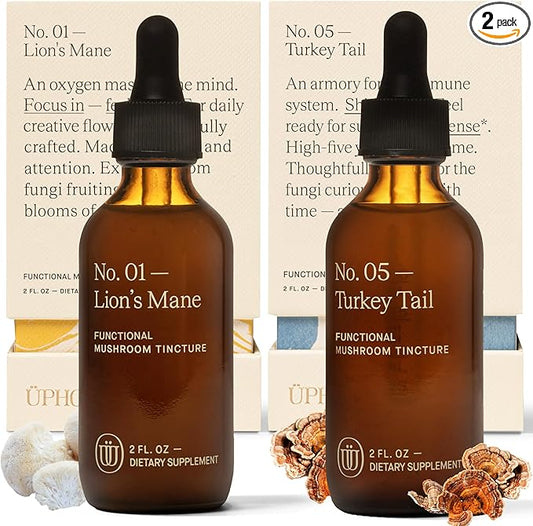Lion's Mane Mushroom Extract (60 Servings) and Turkey Tail Mushroom Extract (60 Servings) Bundle