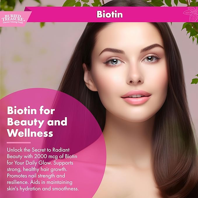 Buried Treasure Biotin Drops - 120 Servings, 2 oz, Supports Hair, Skin & Nails