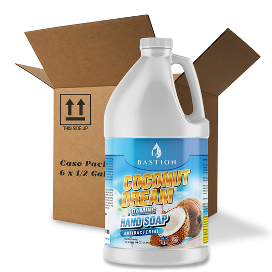 Bastion Antibacterial Foaming Hand Soap - Coconut Dream Hand Wash - Bulk Refill Jug. Coconut Dream Scented. Non-Toxic. Made In T