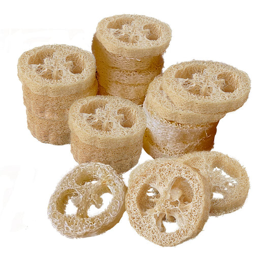 Frtim Natural Loofah Slices For Soap Making, 20 Pieces Organic Luffa Cuts For Diy Exfoliating Soaps, Homemade Handmade Loofa Soa