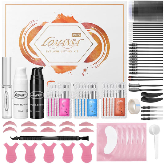 Lomansa Lash Lift and Black Kit, Instant Fuller Eyelash Lift Brow Lamination Kit with Black Colors, Fast Quick Lifting and Volum