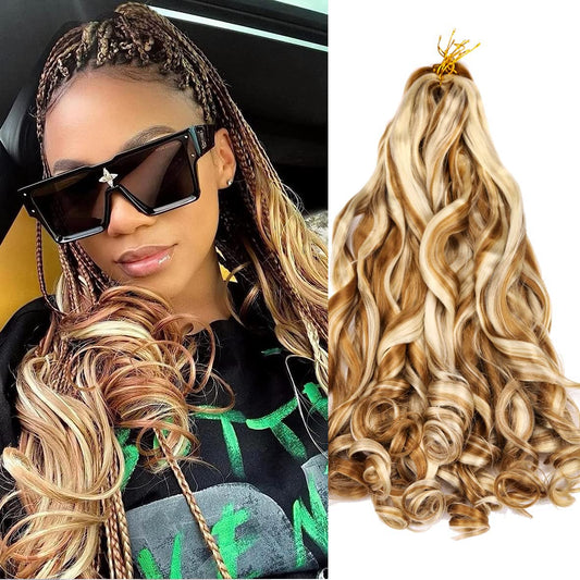 Amir Hair 8 Packs French Curly Braiding Hair 16 Inch Loose Wave Braiding Hair Pre Stretched Synthetic Hair Extensions (27613#)