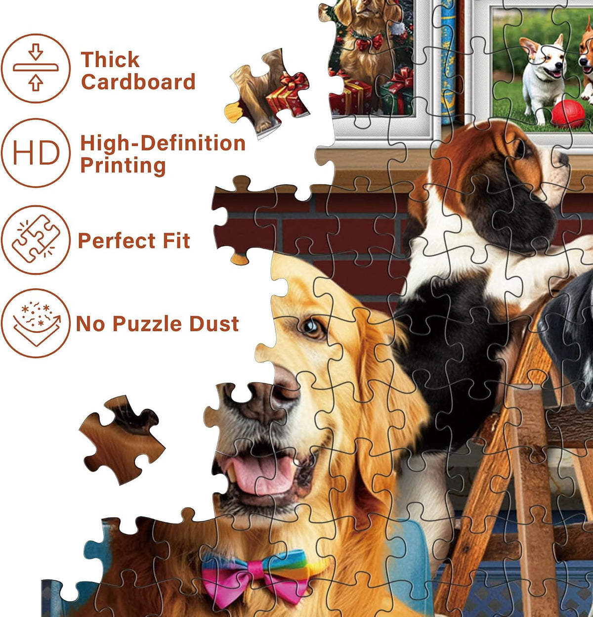 BenBen Puzzles for Adults 1000 Pieces, Dogs' Dinner Party, Dog Jigsaw Puzzle with Patterns on Back, Funny Animal Puzzle, Challenging Puzzles for Family Game Night, Home Décor