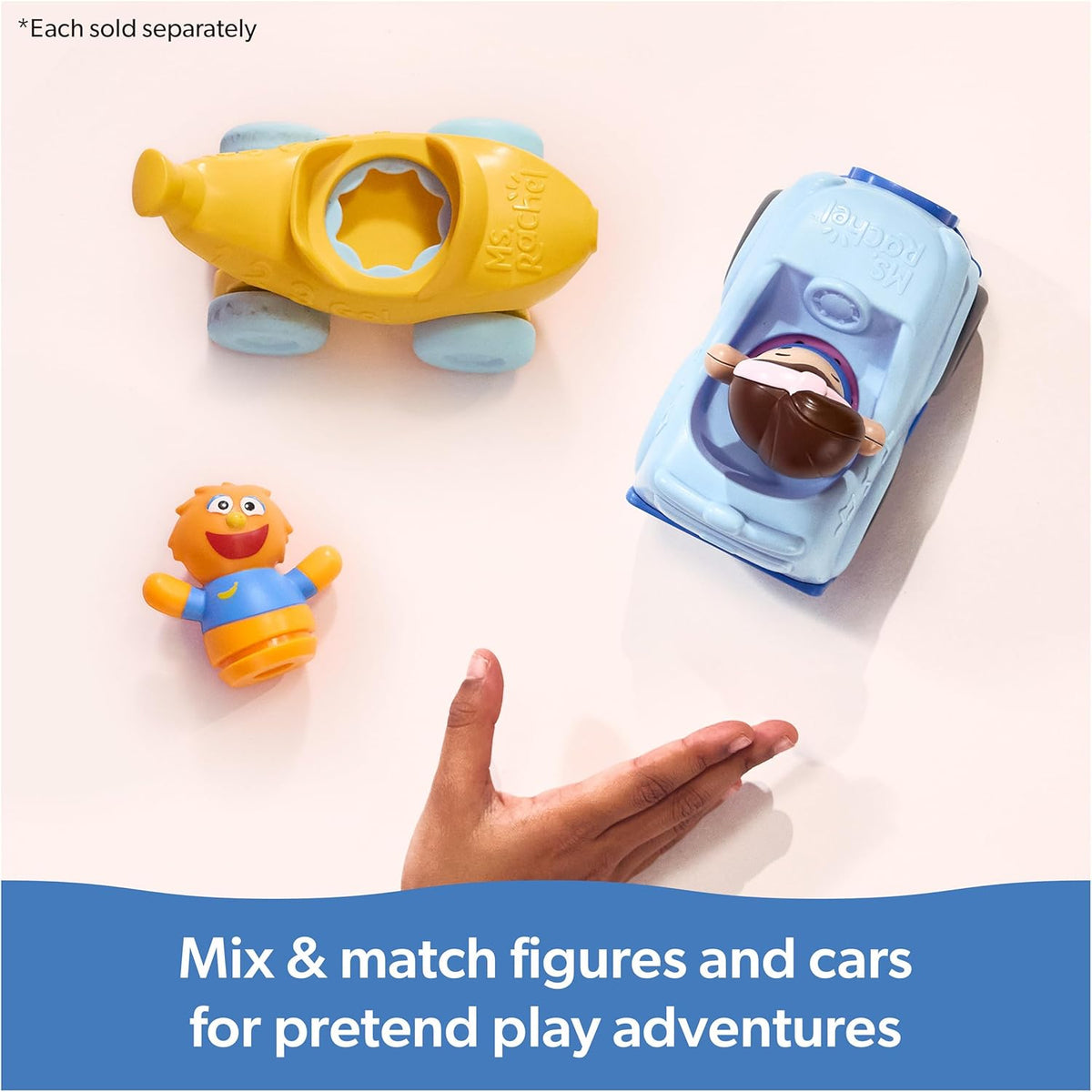 Ms. Rachel Herbie's 1-2-3 Roll! Toy Car with Click-in Figure & Pull Back Action, for Toddlers 1-3Y+