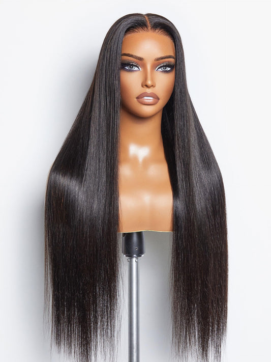 Luvme Hair 16'' Straight Lace Front Wigs Human Hair 13X4 Pre Cut Lace Glueless Human Hair Wig Pre Plucked Long Straight Black Wi
