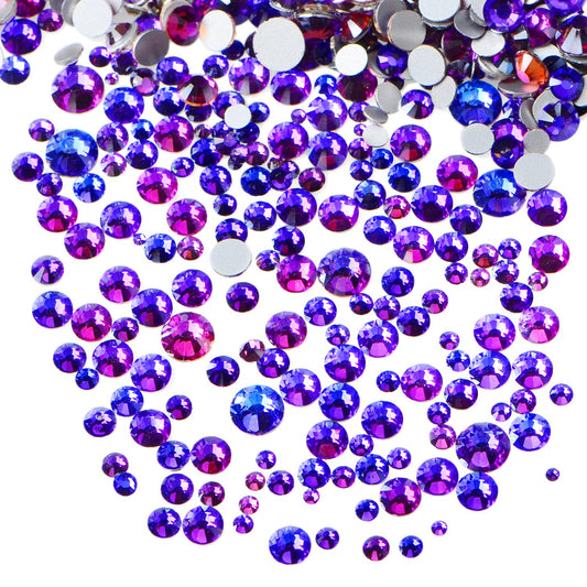 Ad Beads 1440Pcs Mixed Size Non Hotfix Quality Rhinestones Flatback Nail Art Pick Color (37 Purple Velvet)