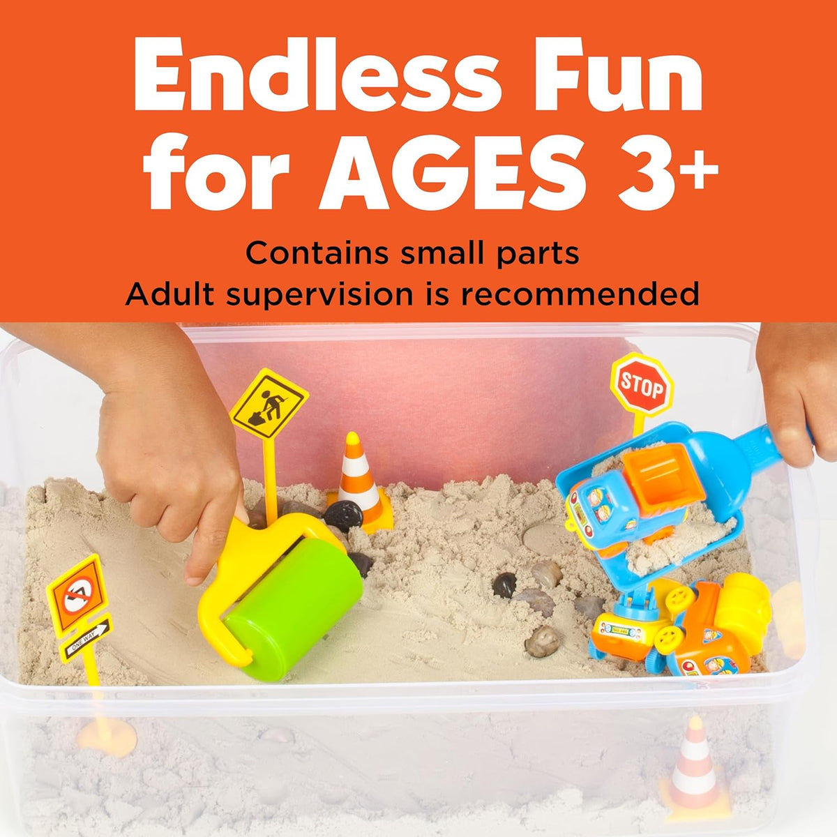 Creativity for Kids Sensory Bin: Construction Zone Playset for Preschool Learning Activities Ages 3-5+