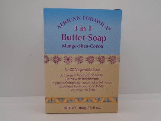 African Formula 3 In 1 Butter Soap: Mango, Shea, Cocoa Butter. 100% Vegetable Base