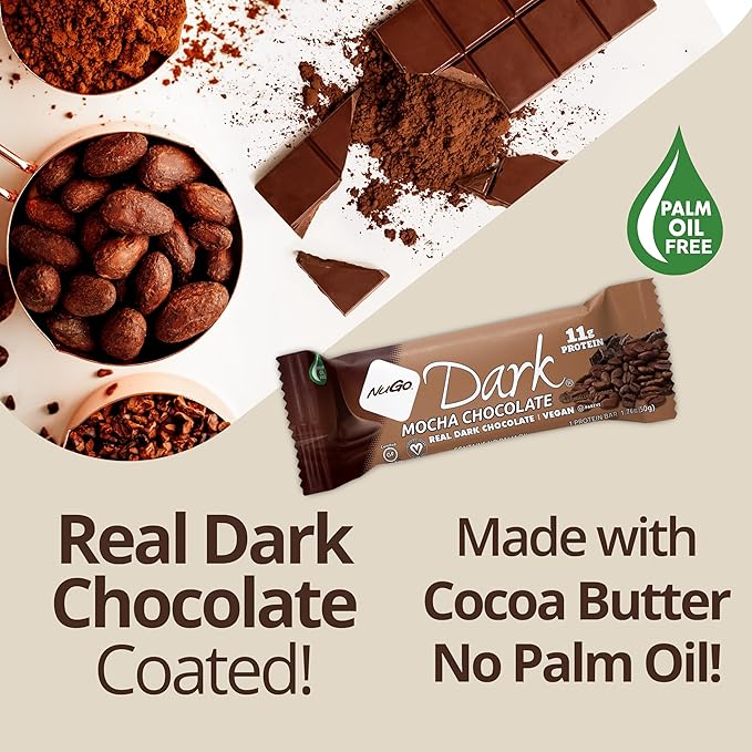 NuGo Dark Chocolate Peanut Butter Cup, 12g Protein Bar, Vegan, Gluten Free, Non-GMO, Kosher Pareve 12 Count