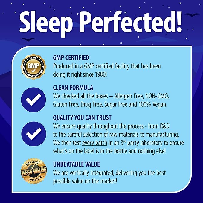 Nature's Perfect Night | Melatonin 10mg | 180 Quick Dissolve Tablets | Natural Mixed Berry Flavor |High Potency | Sugar Free | Vegan | Gluten Free | Value Size