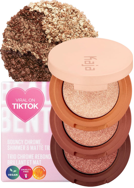 Kaja Eye Bento Collection - Bouncy Eyeshadow Trio | Gilded Bronze Tones, Travel Size, 03 Toasted Caramel, 2019 Allure Best Of Be
