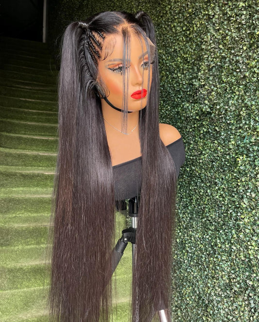 Beeos Ultra-Fitted 13X6 Full Frontal Skinlike Real Hd Lace Wig, 250% Density Straight Human Hair Wig Pre-Plucked Hairline Bleach