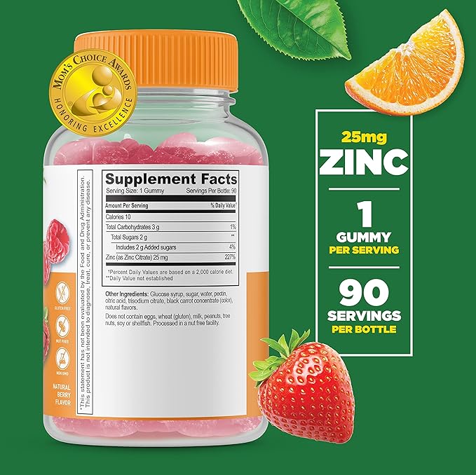 Lifeable Zinc 25mg Kids + Prebiotic Fiber Kids, Gummies Bundle - Great Tasting, Vitamin Supplement, Gluten Free, GMO Free, Chewable Gummy
