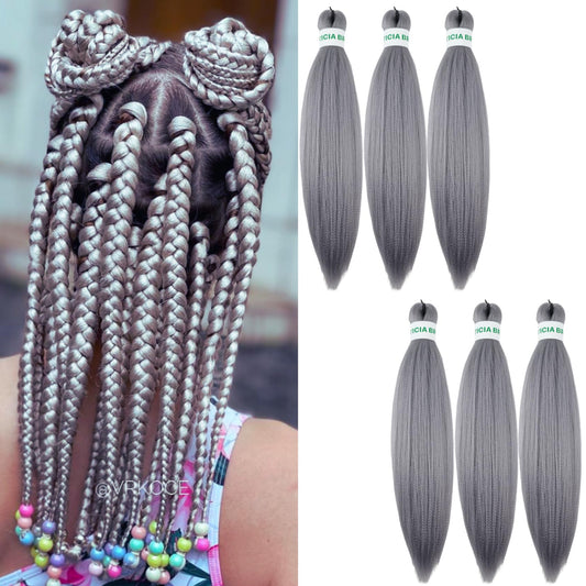 Leticia Gray Braiding Hair Pre Stretched Prefeathered Braiding Hair Extensions 16Inch