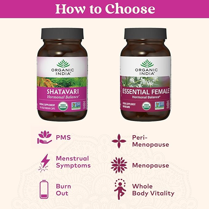 ORGANIC INDIA Shatavari Capsules - Herbal Supplement, Supports Hormonal Balance, Immune System Support, Vegan, Gluten-Free, USDA Organic, Supports Reproductive Health - 90 Capsules