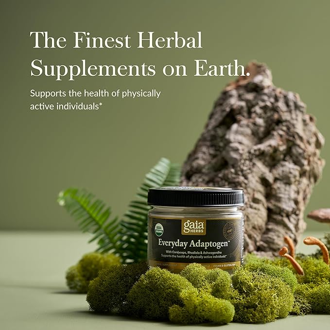 Gaia Herbs Everyday Adaptogen Powder - Helps Provide Energy Support & Maintain Healthy Stress Levels in Physically Active - with Maca Root, Cordyceps, Ashwagandha & More - 3.5 Oz (38-Day Supply)