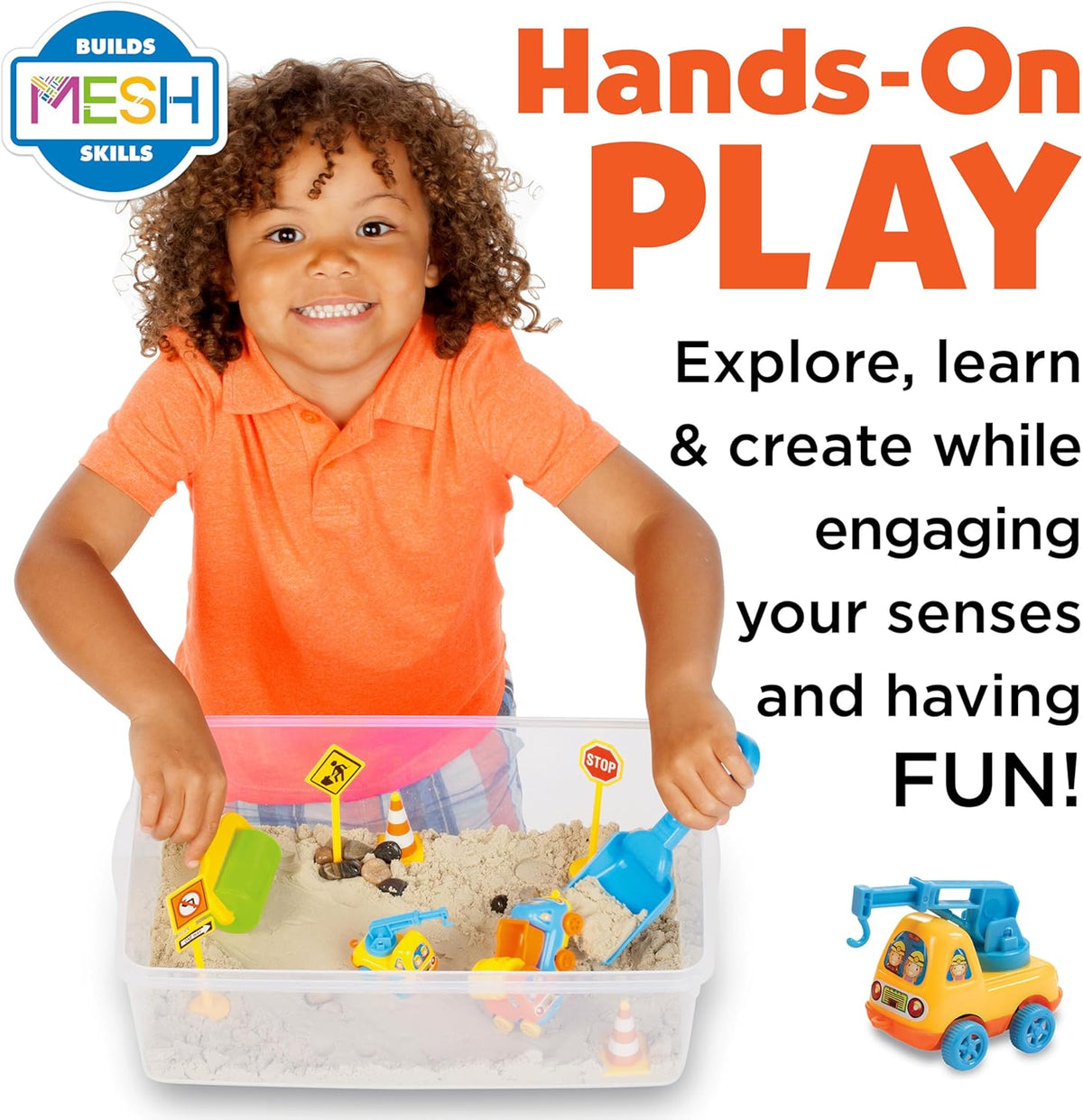 Creativity for Kids Sensory Bin: Construction Zone Playset for Preschool Learning Activities Ages 3-5+