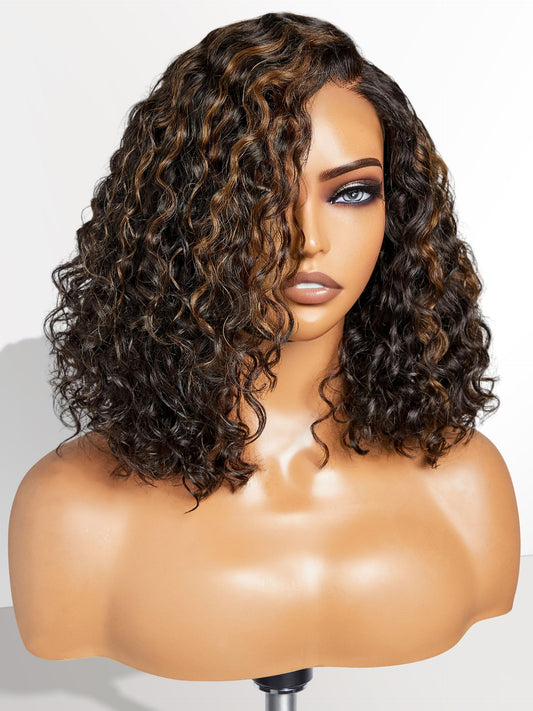 Luvme Hair 12'' Curly Glueless Wigs Human Hair Pre Plucked Pre Cut, Undetectable Hd Lace Curly Bob Wig Human Hair Short Black Wi